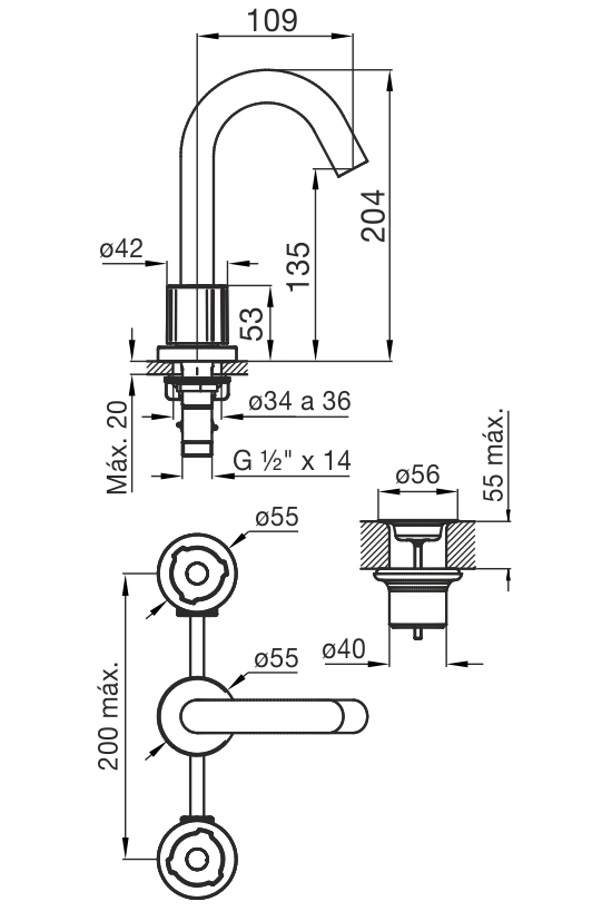 0207/C7 GRIFERIA DE LAVATORIO FV RADAL - Imagen 2