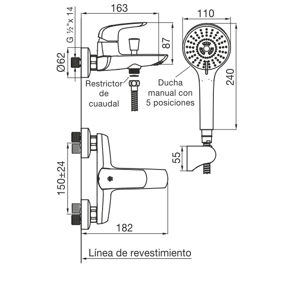 0310/L2 DUCHA EXTERIOR EPUYEN FV MONOCOMANDO CROMO - Imagen 2