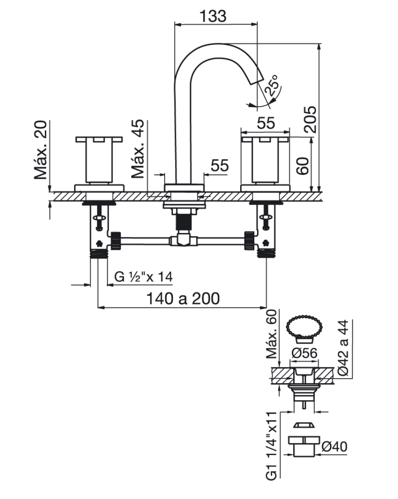 0207/D7 Alerce FV – Juego para lavatorio - Imagen 2
