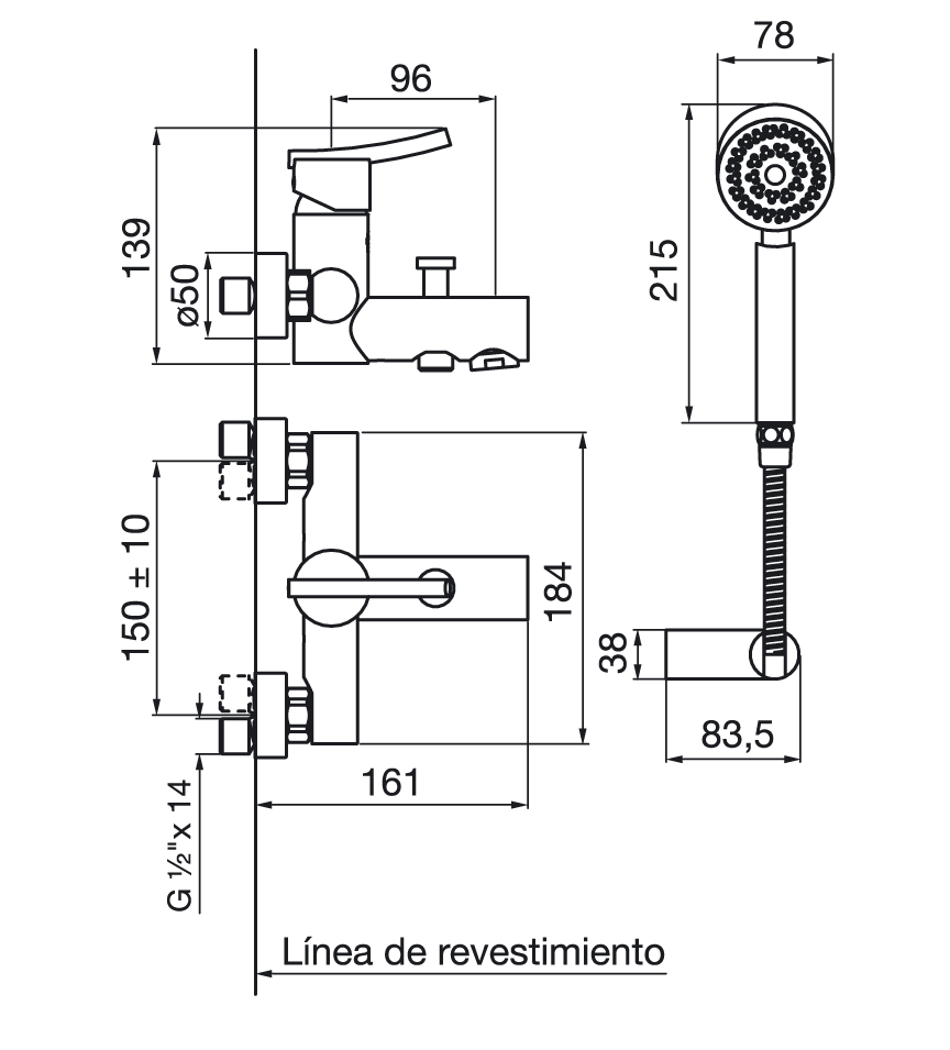0310/39 Libby Monocomando fv – Juego monocomando para bañera y ducha - Imagen 2