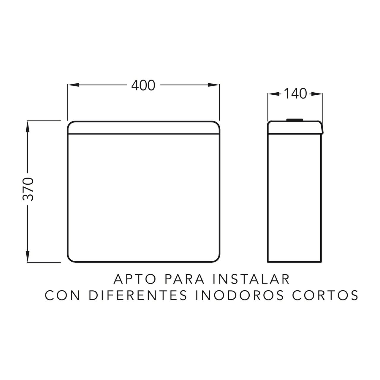 MOCHILA DE A CODO DIAMANTE Cordenons para inodoros cortos - Imagen 4