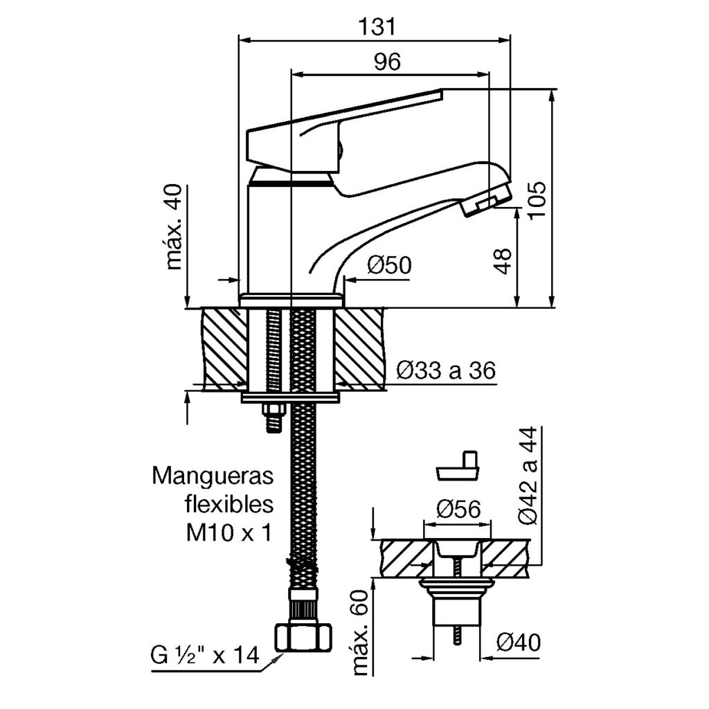 0181/M4 Compacta FV – Juego monocomando para lavatorio - Imagen 2