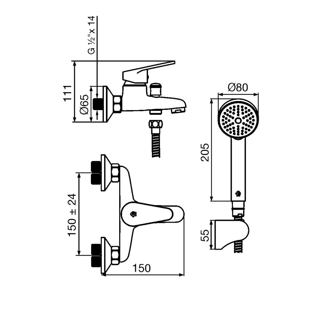 0310/M4 Compacta FV – Juego monocomando para bañera y ducha - Imagen 2