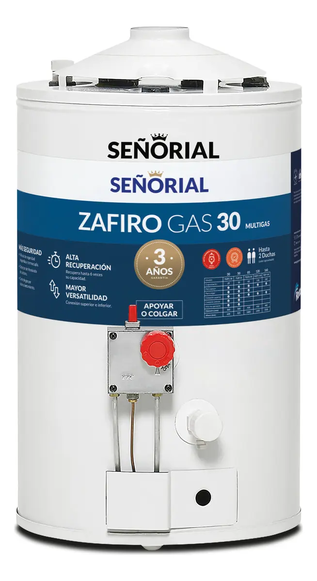 TERMOTANQUE SEÑORIAL 30 litros A.rec conexión superior e inferior
