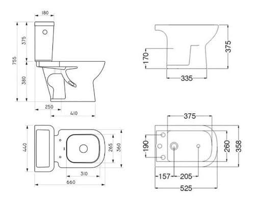 Inodoro largo BARI+ mochila de apoyo dual + BIDE + TAPA LAQUEADA DE REGALO FERRUM - Imagen 7