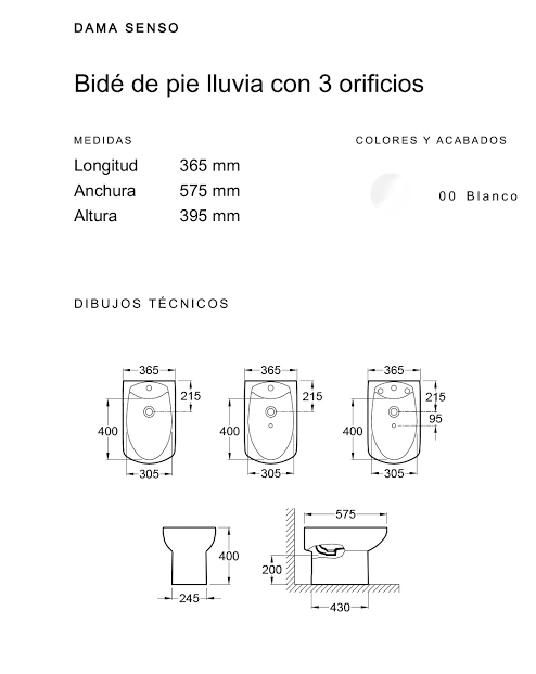COMBO INODORO + BIDE DAMA SENSO (SIN TAPA) - Imagen 4